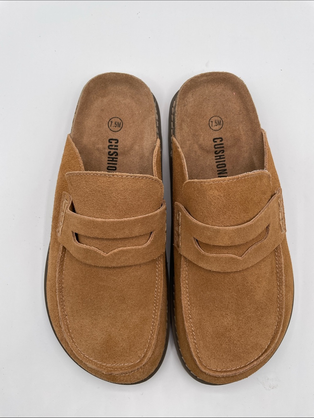 Cushionaire Women’s 7.5 Tan Suede Leather Slip-On Clog Loafer Mule NEW - Picture 7 of 13